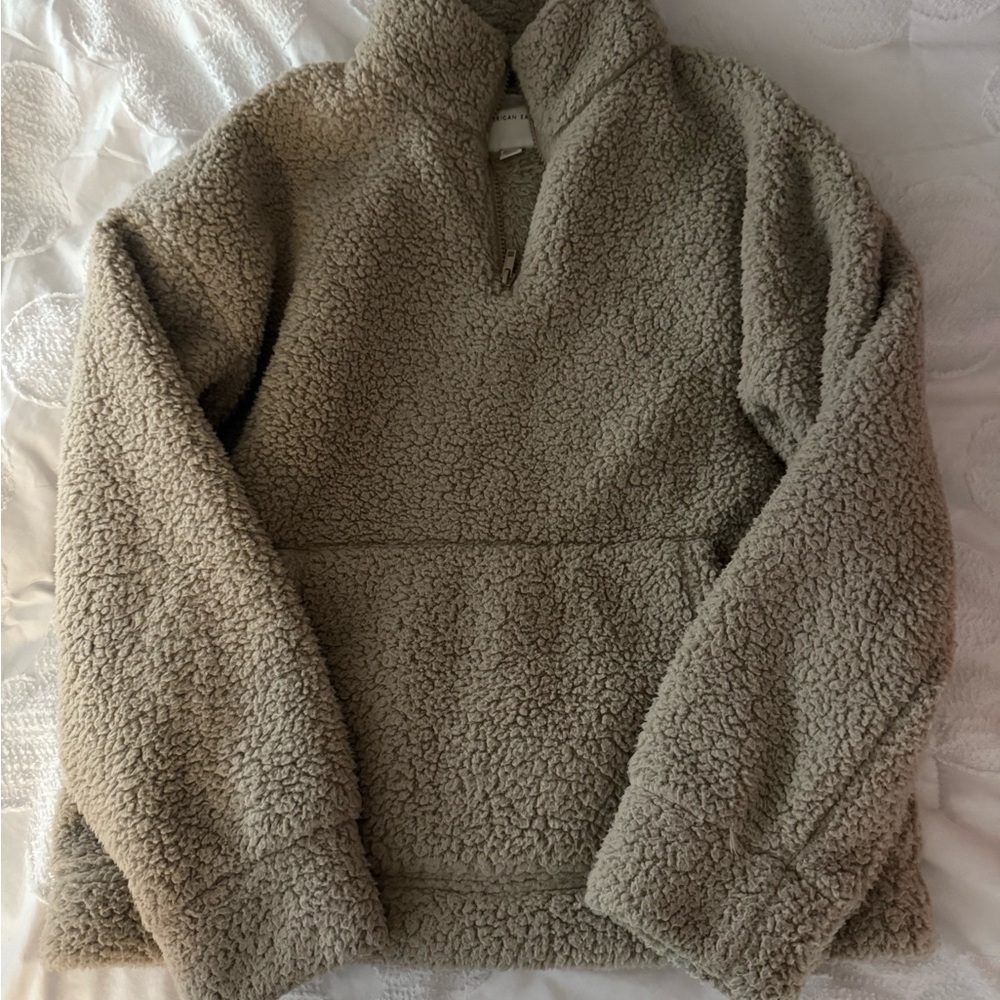 American Eagle Outfitters Gray Sherpa Hoodie